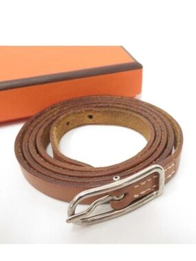 HERMES SILVER TONE LEATHER WRAP BRACELET UNISEX W/BOX
